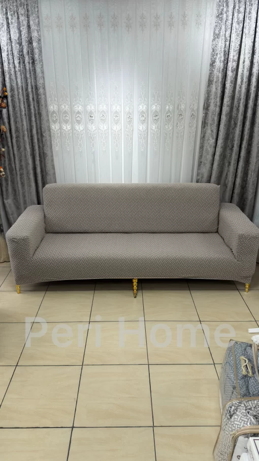 Yeni Desen Safir Koltuk Örtüsü - Vizon