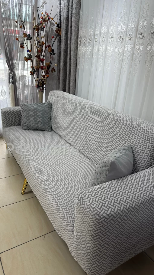 Yeni Desen Safir Koltuk Örtüsü - AÇIK GRİ